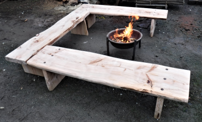Live edge wood slabs, firepit seating wood benches 