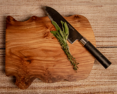 Burr Elm chopping board with live edges