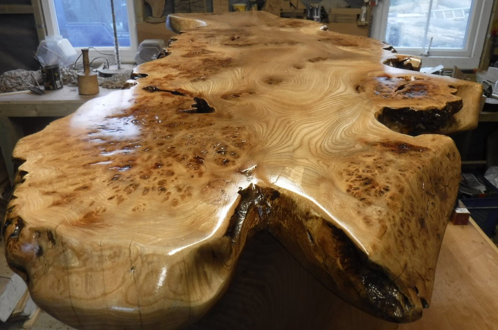 Burr elm table top, wood slab